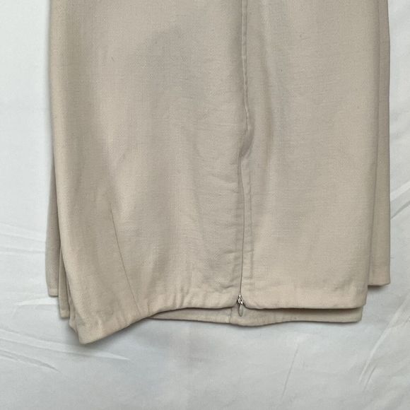 Theory Womens Sz 12 High Rise Pants Wide Leg Beige Demitria Crepe Wool Business - Picture 2 of 3